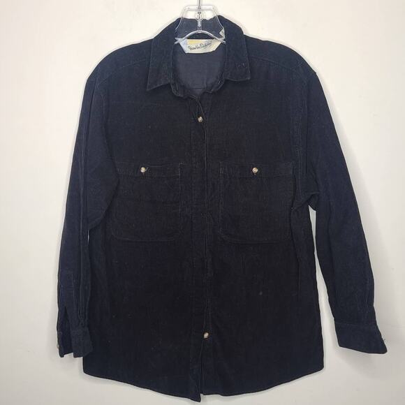 VTG Diane von Furstenberg black corduroy button down shirt - small - Picture 1 of 4